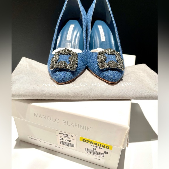 MANOLO BLAHNIK blue Hanghisi heels / pumps  NWT - Picture 7 of 8